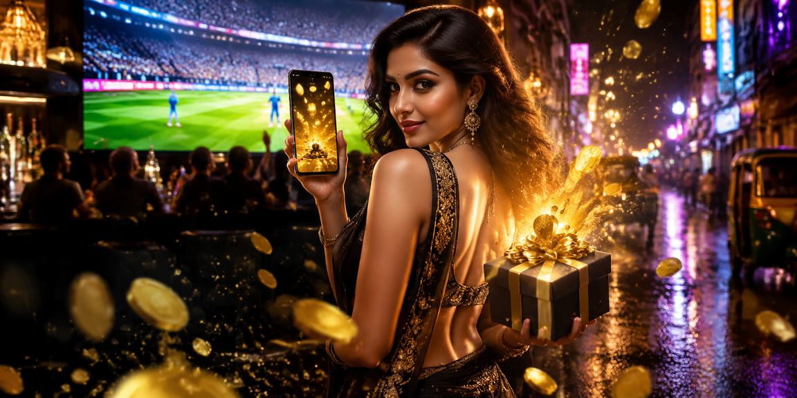 Teen Patti game neon lights blending cricket and cards in India